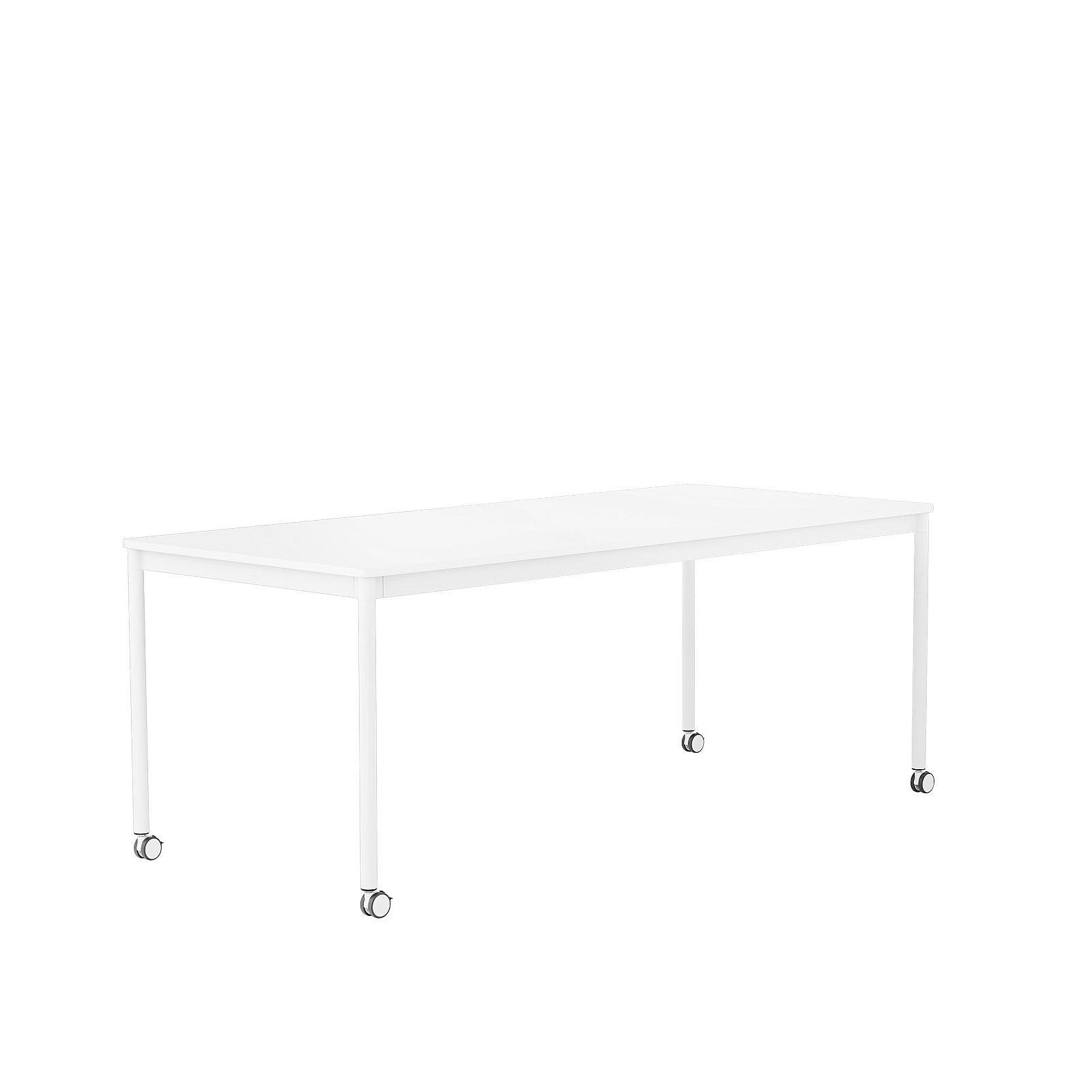 Base table w castors 190x85 white laminate abs angle Muuto 5000x5000 hi res 150
