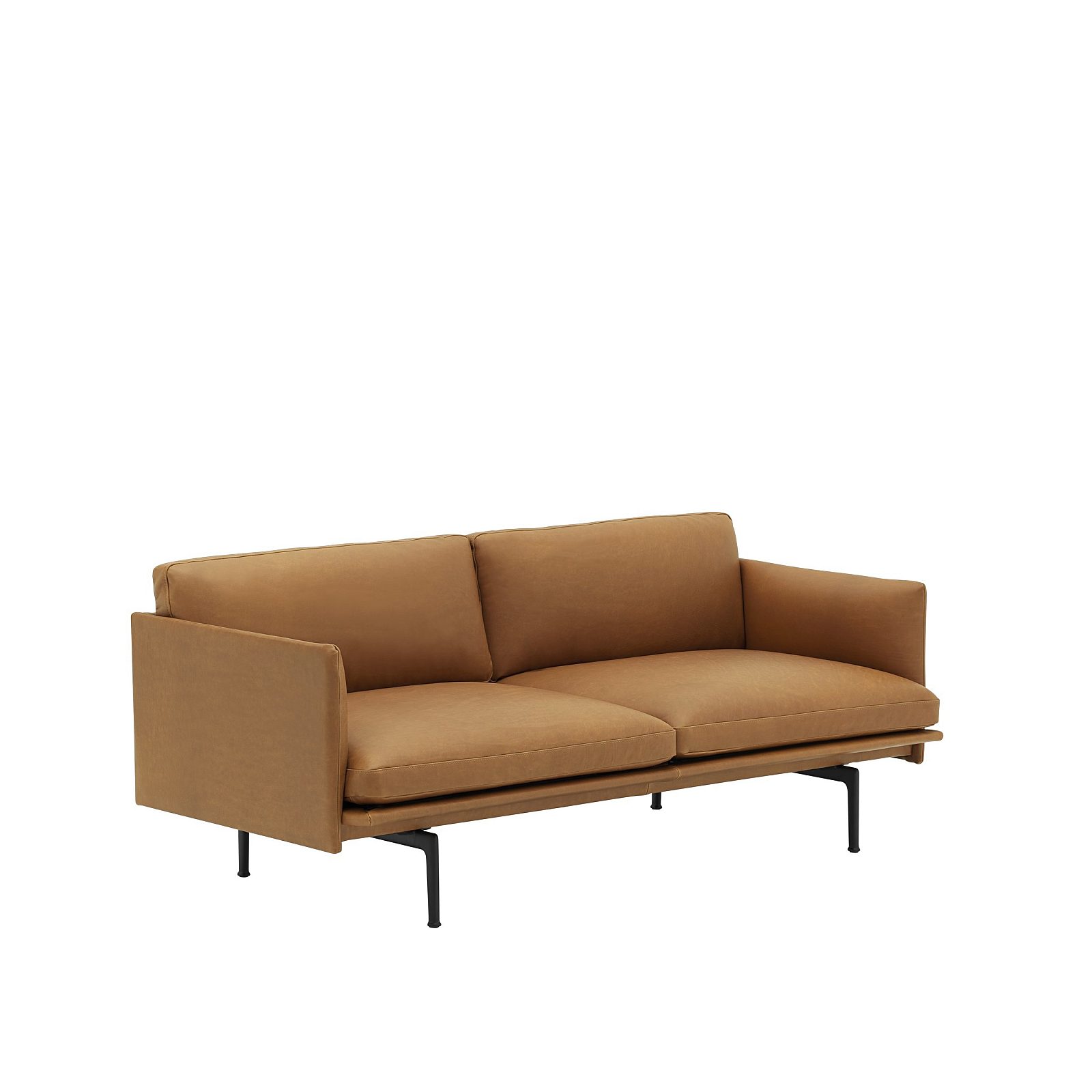 Outline 2 seater Cognac Refine front 45 angle Muuto 150